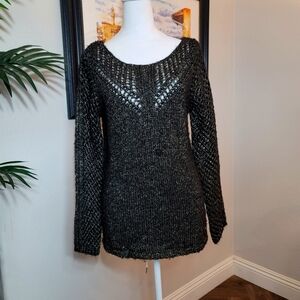 Guess Knitted Crochet Metallic Thread Sweater